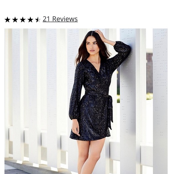 Gianni Bini Sequin Silver Wrap Dress - Picture 8 of 8